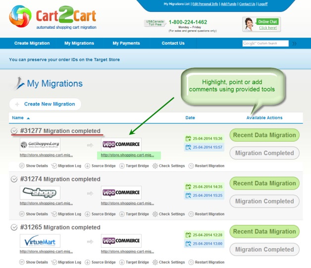 Using screenshot software for data migration issue reporting