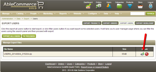 Exporting Users from AbleCommerce