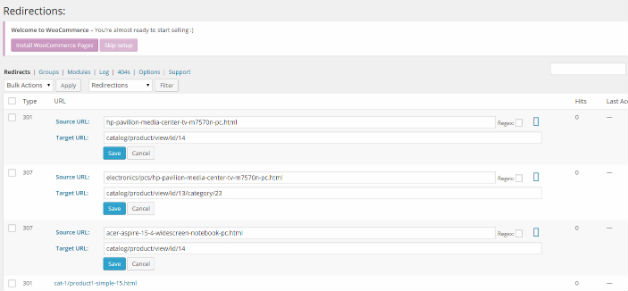 301 SEO URLs in WooCommerce after ecommerce data migration